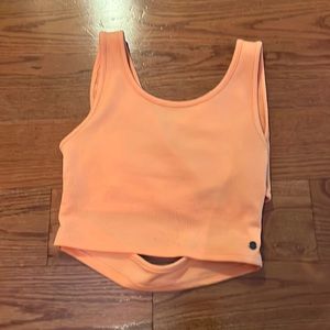 Roxy Neon orange cross back crop top